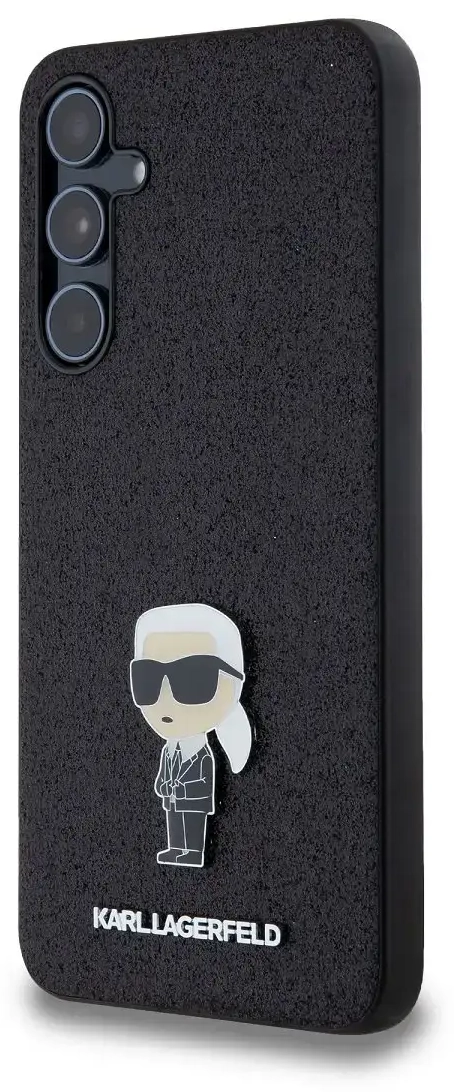 Karl Lagerfeld Fixed Glitter Metal Ikonik ümbris Samsung Galaxy A55 5G jaoks, must
