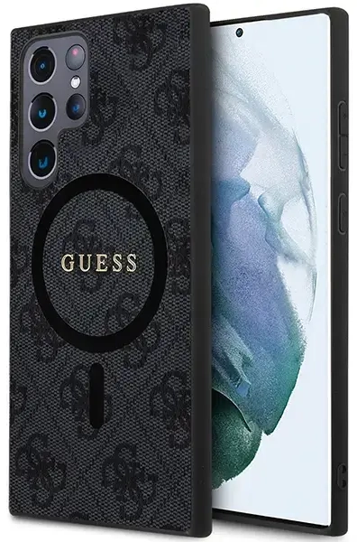 Guess GUHMS24LG4GFRK S24 Ultra S928 czarny|black hardcase 4G Collection Leather Metal Logo MagSafe