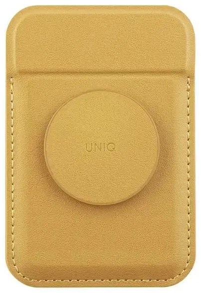 UNIQ Flixa magnetyczny portfel na karty z podpórką żółty|canary yellow MagSafe