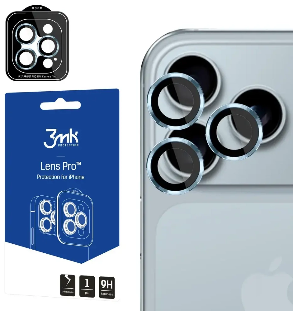 3mk Lens Protection Pro Tempered Glass for iPhone 17 Pro | 17 Pro Max - Light Blue