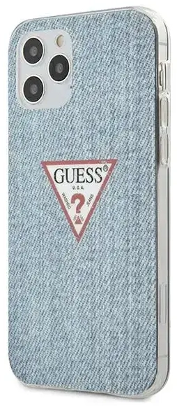 Guess GUHCP12MPCUJULLB Denim Triangle Aizsargapvalks Apple iPhone 12 | 12 Pro Zils