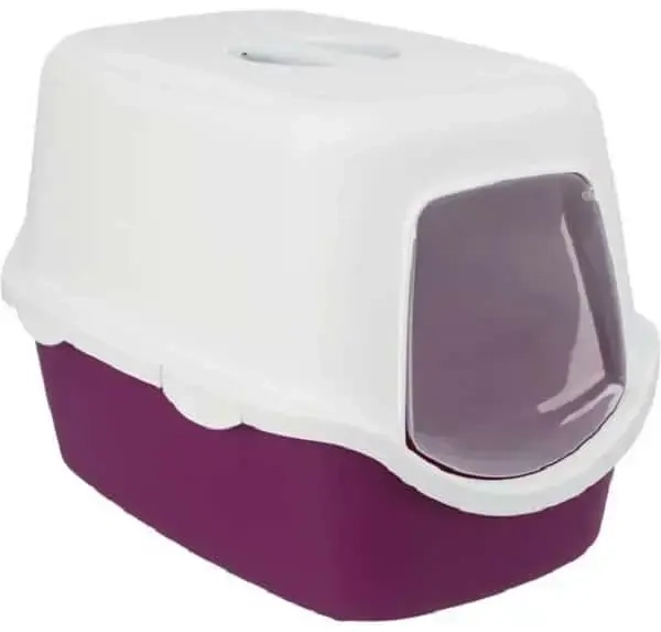 Kinnine kassiliivakast : Trixie Vico cat litter tray, kattega, 40 × 40 × 56 cm, marjavärvi|valge