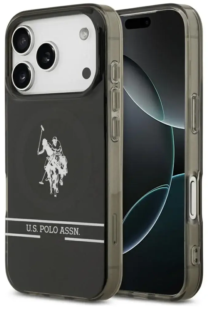US Polo DH and Bottom Stripe Logo MagSafe Case for iPhone 17 Pro Black