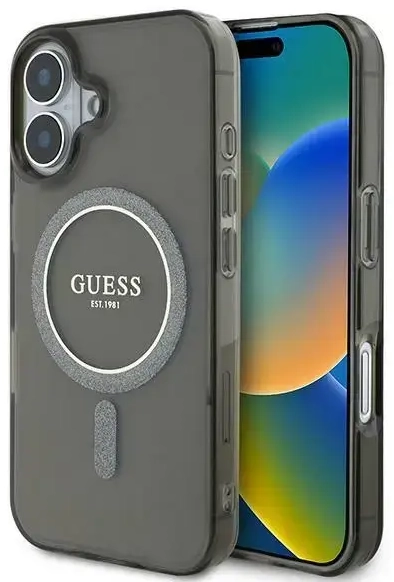 Guess GUHMP16MHFGEREK iPhone 16 Plus      6.7" czarny|black hardcase IML Glitter Circle MagSafe