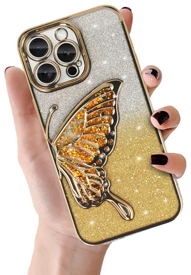 Tel Protect Butterfly Water telefono dėklas iPhone 14 Pro auksinis