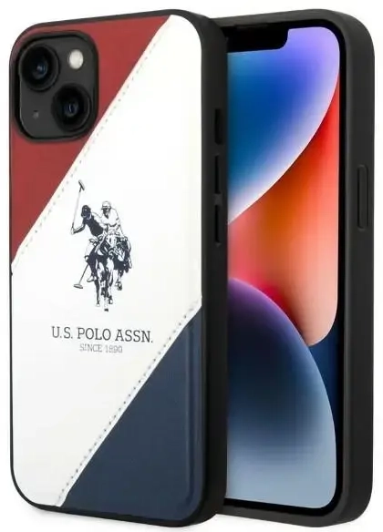 U.S. Polo PU Leather Double Horse Case for iPhone 14 Red|White|Navy