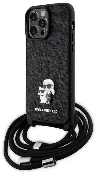 Karl Lagerfeld KLHCP14XSAKCPSK iPhone 14 Pro Max 6.7" hardcase czarny|black Crossbody Saffiano Metal Pin Karl & Choupette