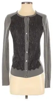 Ann Taylor Cardigan Sweater: Gray Solid Sweaters & Sweatshirts - Size X-Small