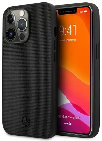 Mercedes MEHCP13LMBLBK iPhone 13 Pro | 13 6,1" czarny|black hardcase Leather Meshed Metal Logo