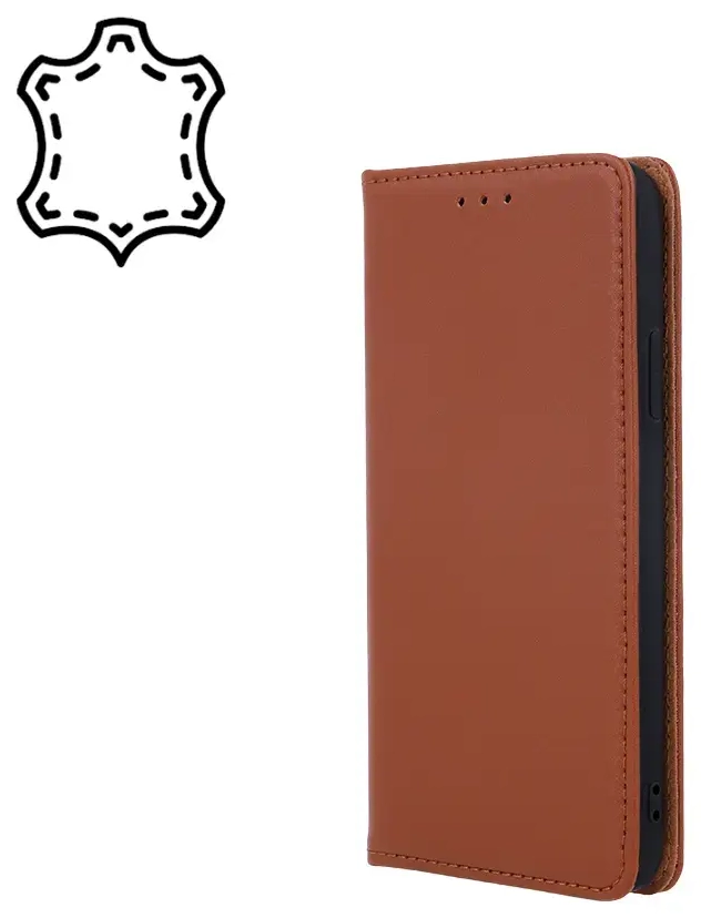 Fusion Genuine Leather Book grāmatveida maks Xiaomi Redmi 12C brūns