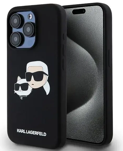 Karl Lagerfeld Silicone Karl&Choupette MagSafe case for iPhone 15 Pro - black