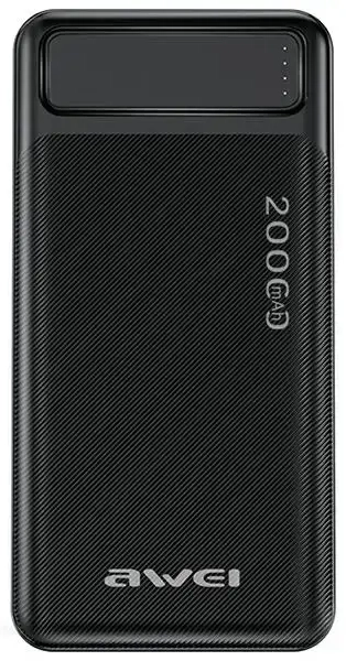 AWEI P6K ārējais akumulators (powerbank) | 20000 mAh | USB-A, Micro USB | melns