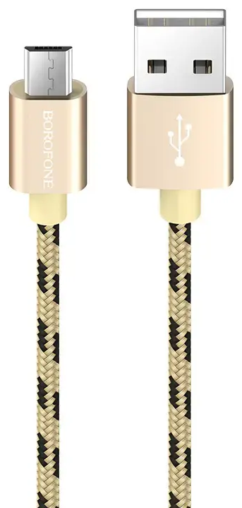 Borofone BX24 datu pārraides un uzlādes vads | USB-A uz Micro USB | 12W | 1m | zelta krāsā