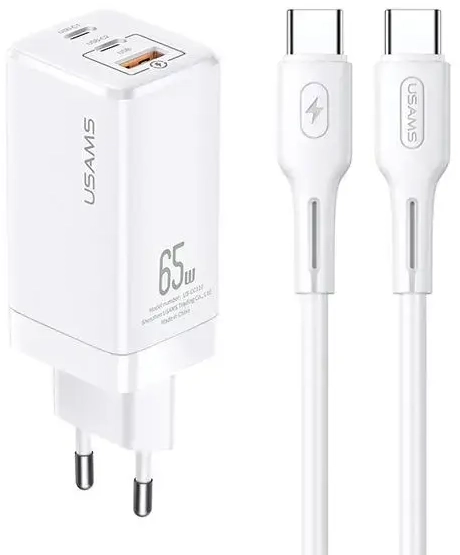 USAMS MTXLOGTC02 tīkla lādētājs | 65W | QC3.0 | USB-C | balts