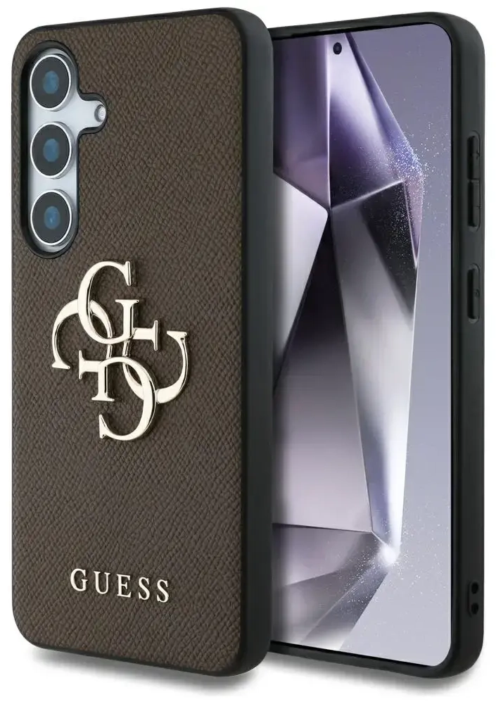Etui Guess Grained Big 4G Logo Small      Classic Logo do Samsung Galaxy S25 Plus brązowy