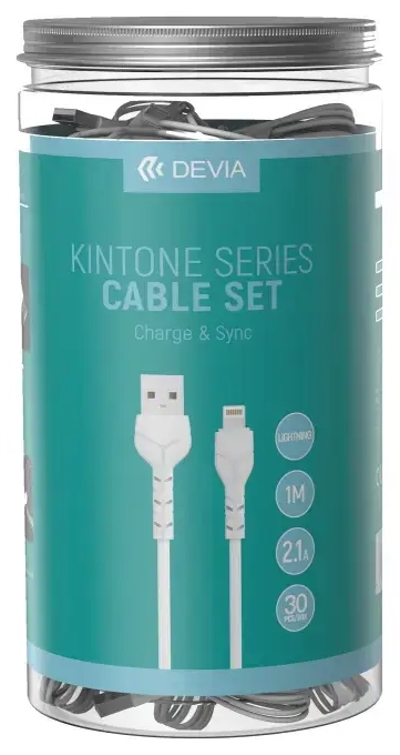 Devia Kintone V2 EC406 datu pārraides un uzlādes vads | USB-A uz Lightning | 10.5W | 1m | balts (30 gb)