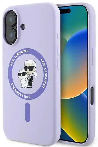 Karl Lagerfeld Karl&Choupette Silicone чехол для телефона для iPhone 16 Plus 6.7 фиолетовый