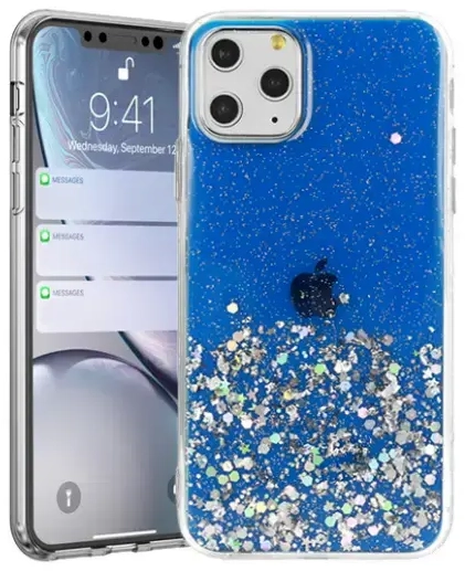 Fusion glue glitter back case silicone for Apple iPhone 13 Pro blue