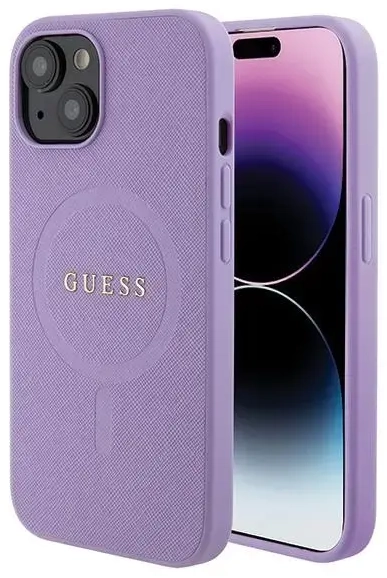 Guess GUHMP15SPSAHMCU iPhone 15 6.1" fioletowy|purple hardcase Saffiano MagSafe