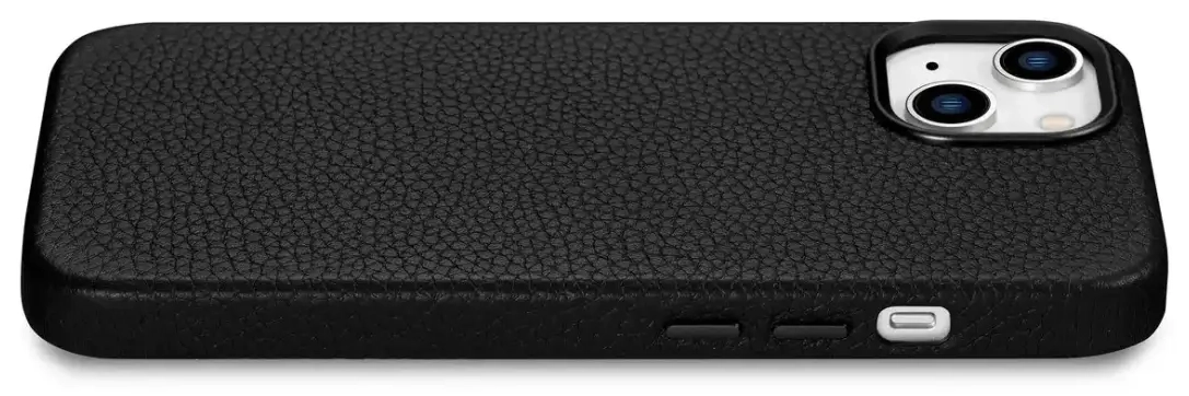 iCarer Litchi Premium Leather Case iPhone 14 Plus Magnetic Leather Case with MagSafe Black (WMI14220711-BK)