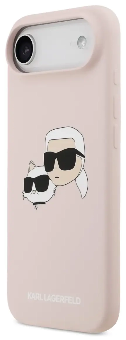 Karl Lagerfeld Liquid Silicone Double Heads maciņš ar MagSafe atbalstu telefonam iPhone 17 Air rozā