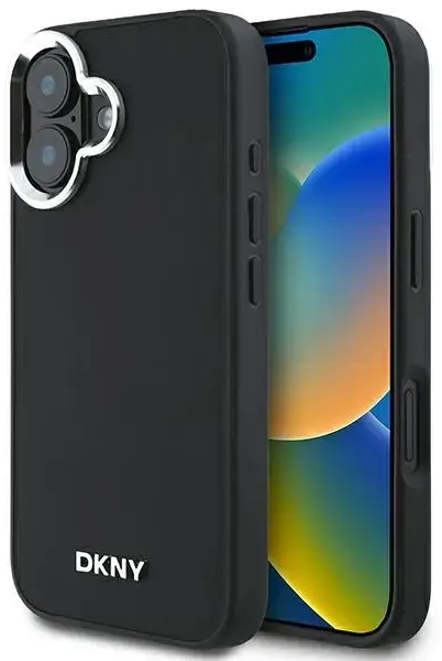 DKNY DKHMP16SPSCMCLK iPhone 16 6.1" czarny|black hardcase Plain Silver Logo MagSafe