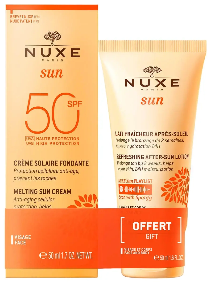Set Nuxe: Sun, UV Protection, Sunscreen Cream, For Face, SPF 50, 50 ml + Sun, Sun Protection, After-Sun Lotion, 50 ml