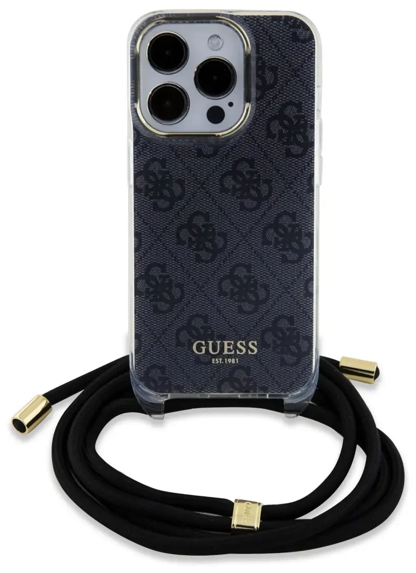 Guess IML 4G Printed Crossbody Case for iPhone 15 Pro Black