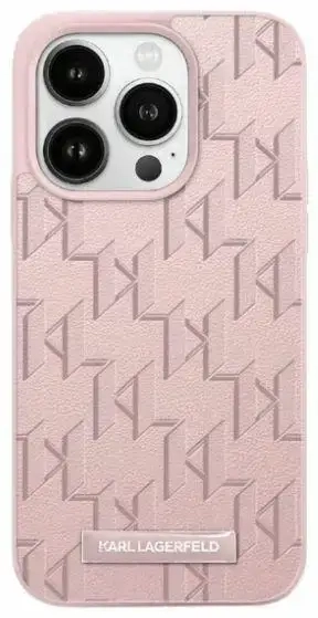 Karl Lagerfeld KLHMP15XPKHPORPP iPhone 15 Pro Max 6.7" hardcase różowy|pink Leather Monogram Metal Logo