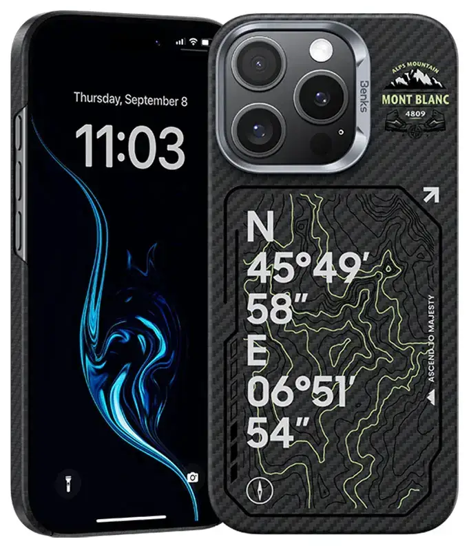 Benks Magnetic Armor Air Kevlar 600D Summit Mont-Blanc phone case for iPhone 16 Pro