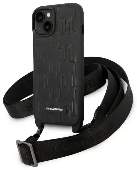 Karl Lagerfeld KLHCP14SSTMMK iPhone 14  | 15 | 13 6,1" hardcase czarny|black Monogram Plaque Logo Strap