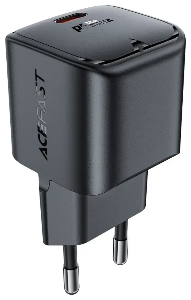 Acefast A77 tīkla lādētājs | 30W | PD, GaN | USB-C | melns