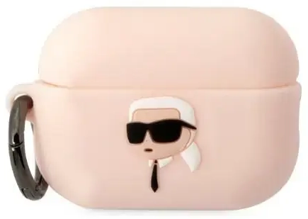 Karl Lagerfeld KLAP2RUNIKP AirPods Pro 2 (2022|2023) cover różowy|pink Silicone Karl Head 3D