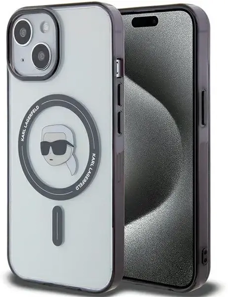 Karl Lagerfeld KLHMP15SHKHNOTK iPhone 15 | 14 | 13 6.1" transparent hardcase IML Karl`s Head MagSafe