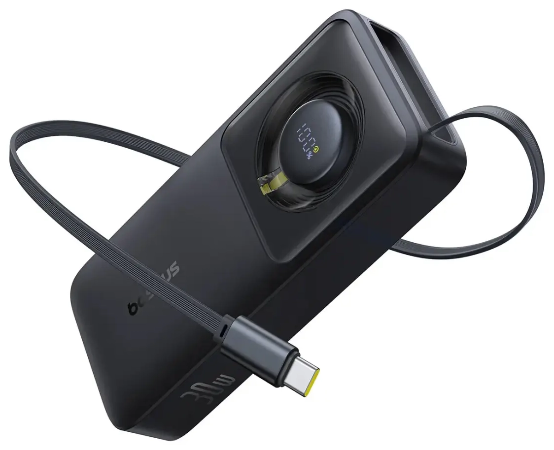 Baseus Free2Pull ārējais akumulators (powerbank) | 10000 mAh | 30W | USB-C | melns