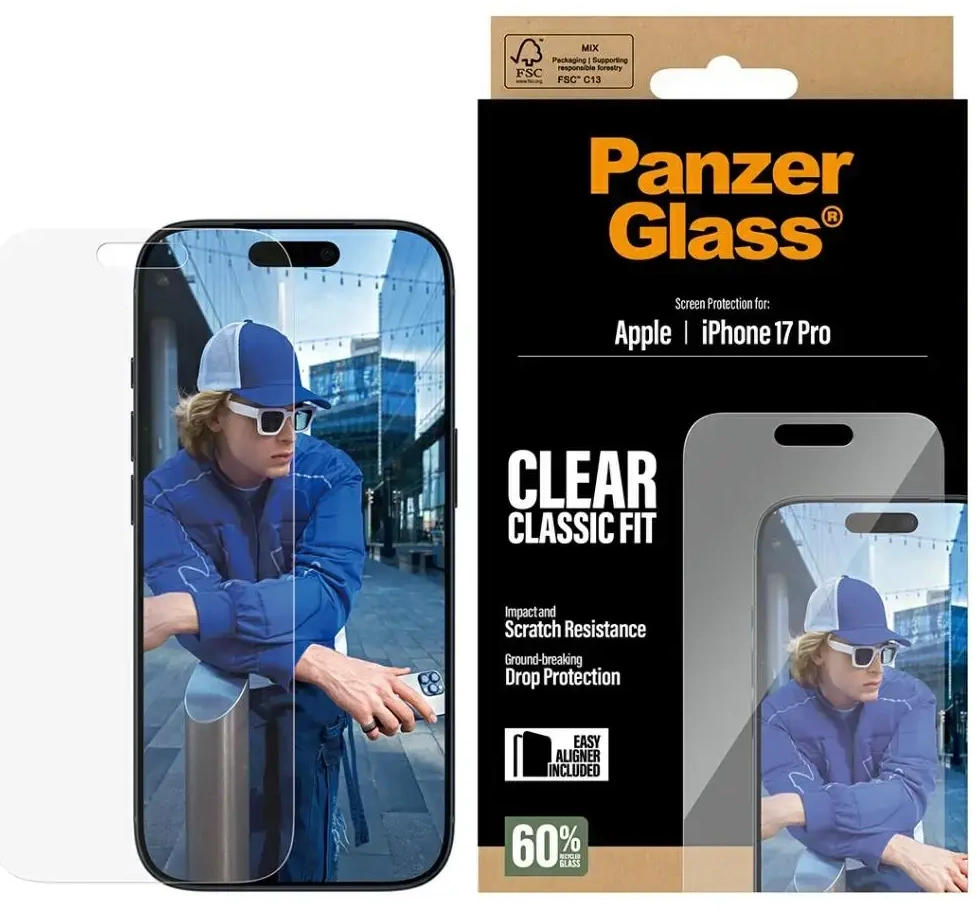 PanzerGlass Classic Fit EasyAligner Tempered Glass for iPhone 17 Pro