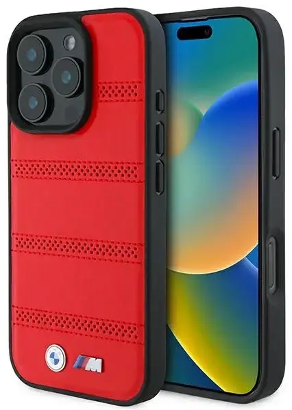 BMW BMHMP16L23PUSPR iPhone 16 Pro 6.3" czerwony|red hardcase M Perforated And Stitched Line MagSafe