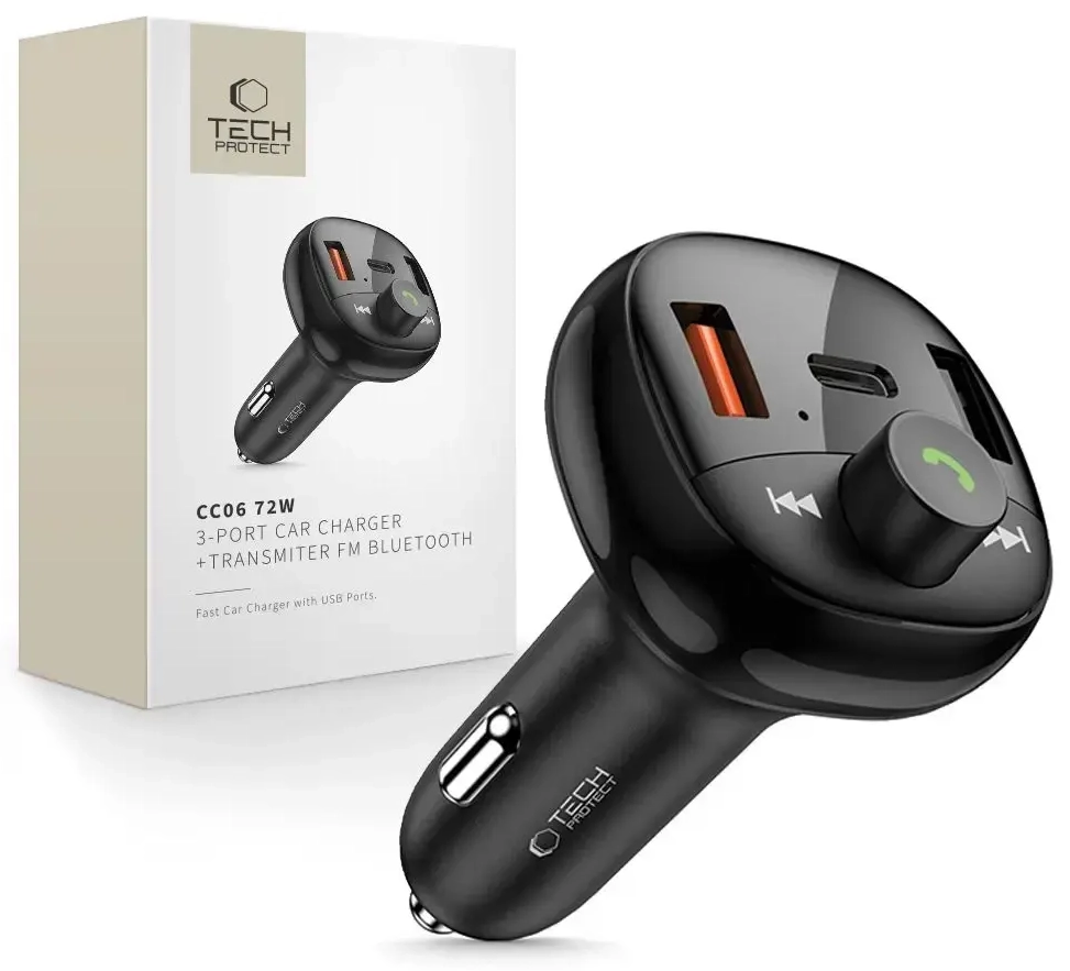 Tech-Protect CC06 autolaadija | 72W | PD | must