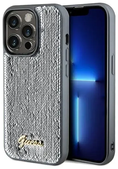 Guess GUHCP14LPSFDGSS iPhone 14 Pro 6.1" srebrny|silver hardcase Sequin Script Metal