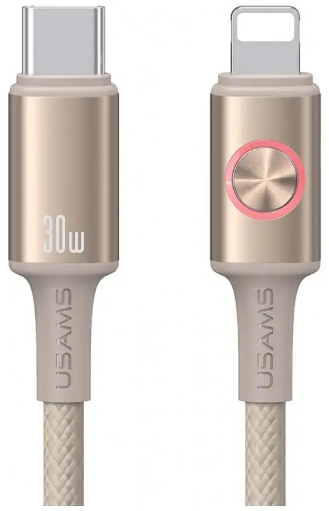 USAMS Huan Series SJ753 duomenų perdavimo ir įkrovimo laidas | USB-C į USB-C | 30W | 1.2m | rudas