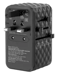 Verbatim Universal Travel Adapter | 100W | GaN | USB-C | melns