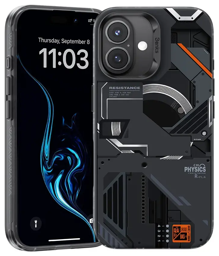 Benks Magnetic Mecha Series telefono dėklas iPhone 16 Plus juodas