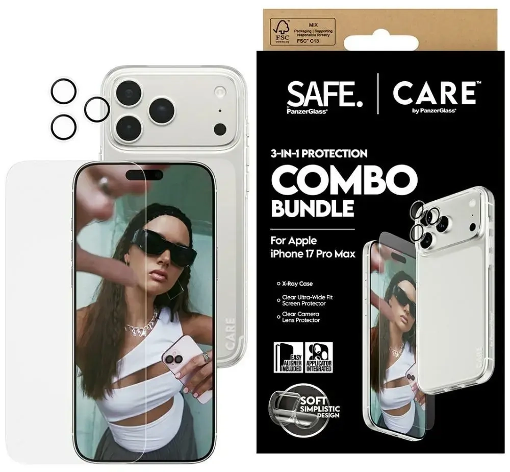 CARE by PanzerGlass Fashionable Combo 3in1 Case + Glass + Lens for iPhone 17 Pro Max