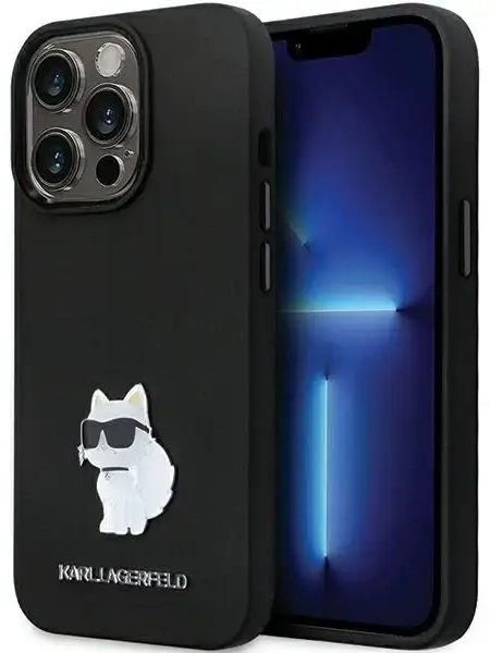 Karl Lagerfeld KLHCP14XSMHCNPK case for iPhone 14 Pro Max 6.7" - black Silicone C Metal Pin