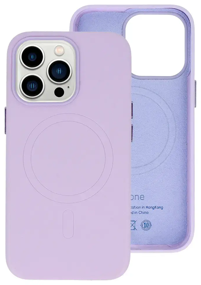 Leather maciņš ar MagSafe atbalstu telefonam iPhone 15 Plus violets