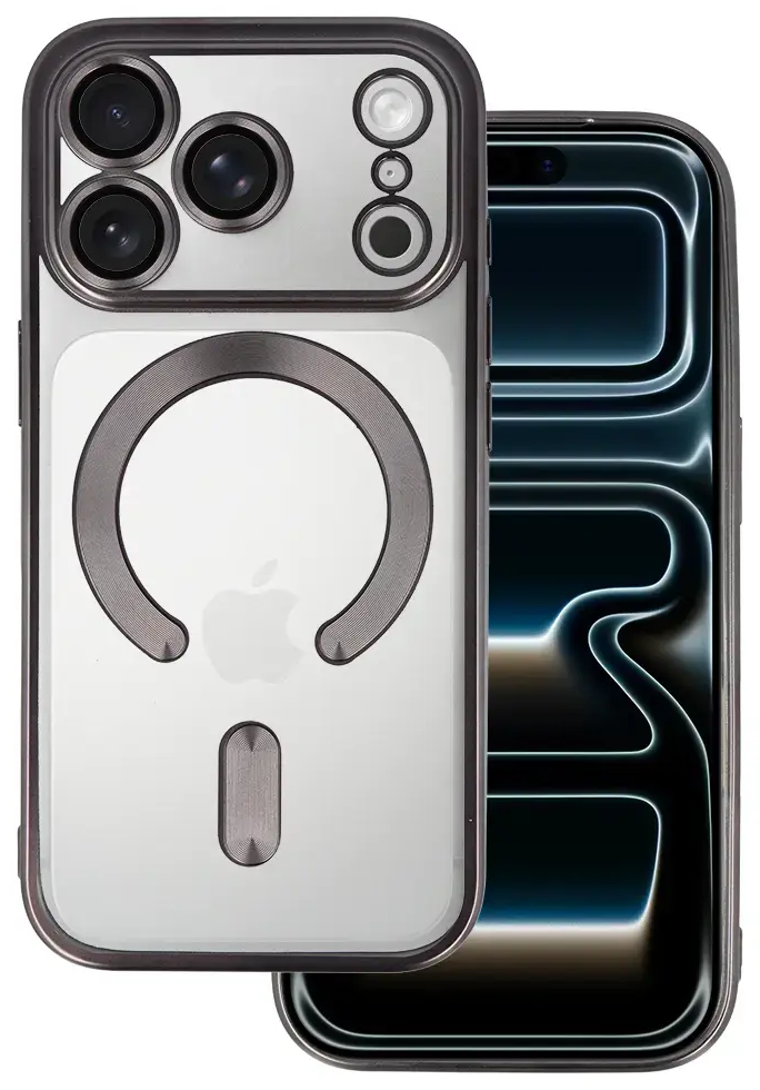 Metallic telefono dėklas su MagSafe palaikymu iPhone 17 Pro Max pilkas