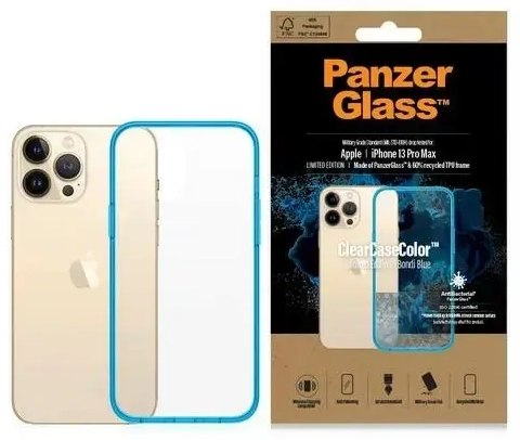 PanzerGlass ClearCase iPhone 13 Pro Max 6.7" Antibacterial Military grade Bondi Blue 0341