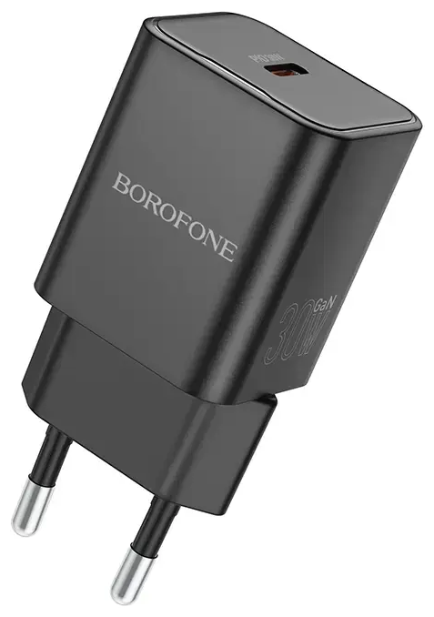 Borofone BN13 kelioninis įkroviklis | 30W | PD, QC, GaN, PPS | USB-C | juodas