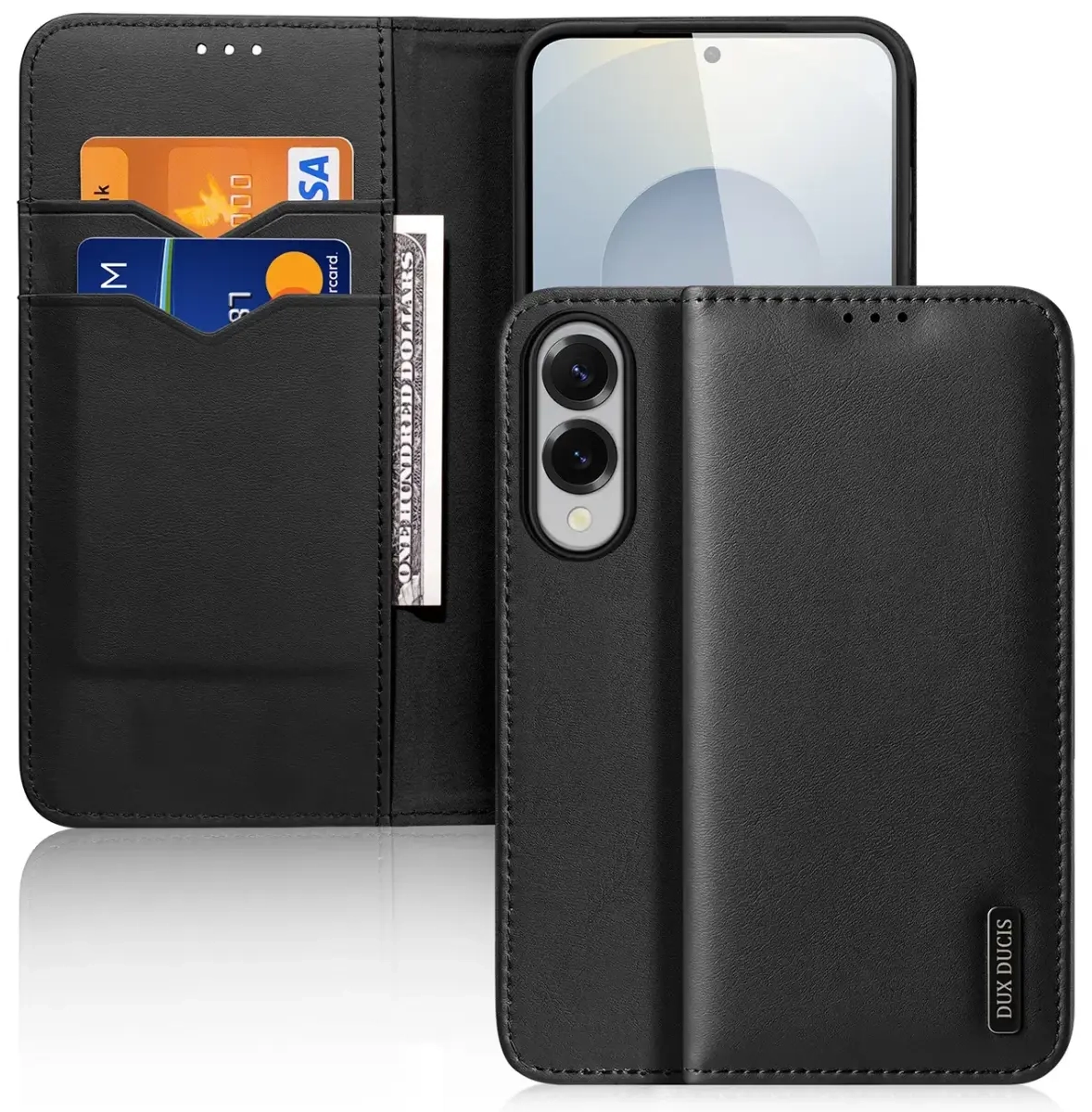 Dux Ducis Hivo knygos tipo dėklas, skirtas Samsung Galaxy S25 Edge, juodas