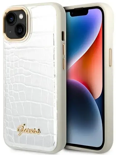 Guess GUHCP14SHGCRHS iPhone 14 6,1" srebrny|silver hardcase Croco Collection